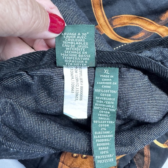 Lauren Ralph Lauren Quilted Vest XL Equestrian Reversible Denim Horse Bit Preppy - Picture 10 of 11